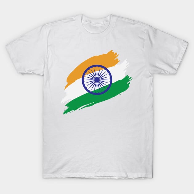 India Flag in Tricolor with Ashoka Chakra Desi Indian T-Shirt by alltheprints